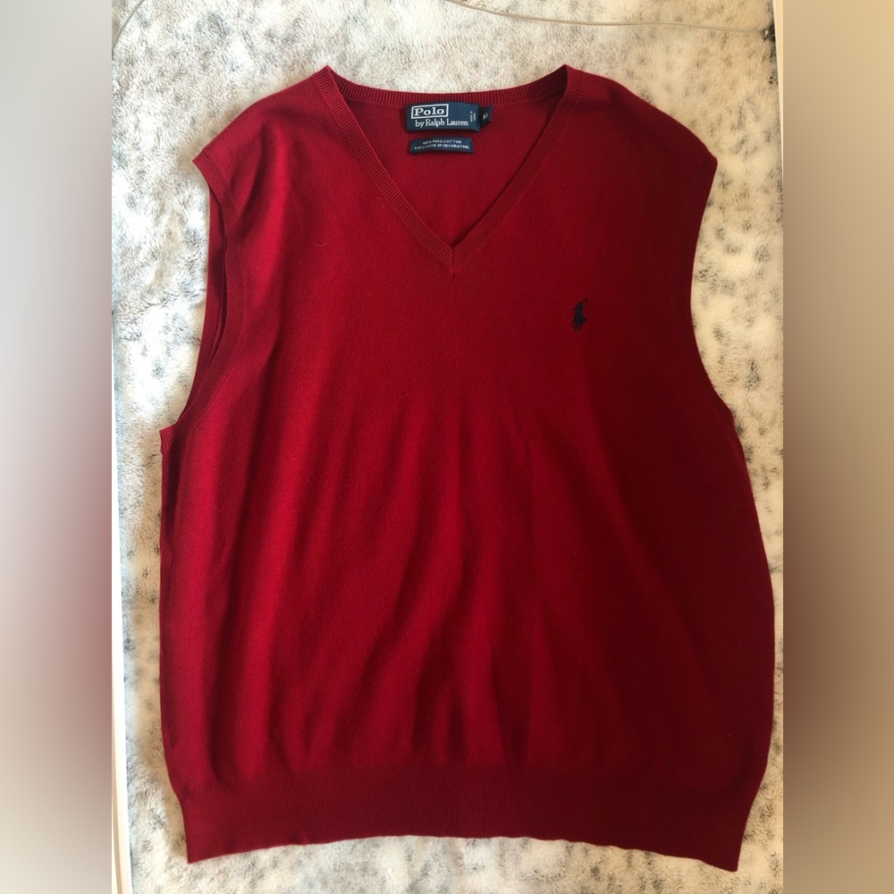 NWOT Polo Ralph Lauren Men’s XL 100% Red Pima Cotton Sweater Vest
